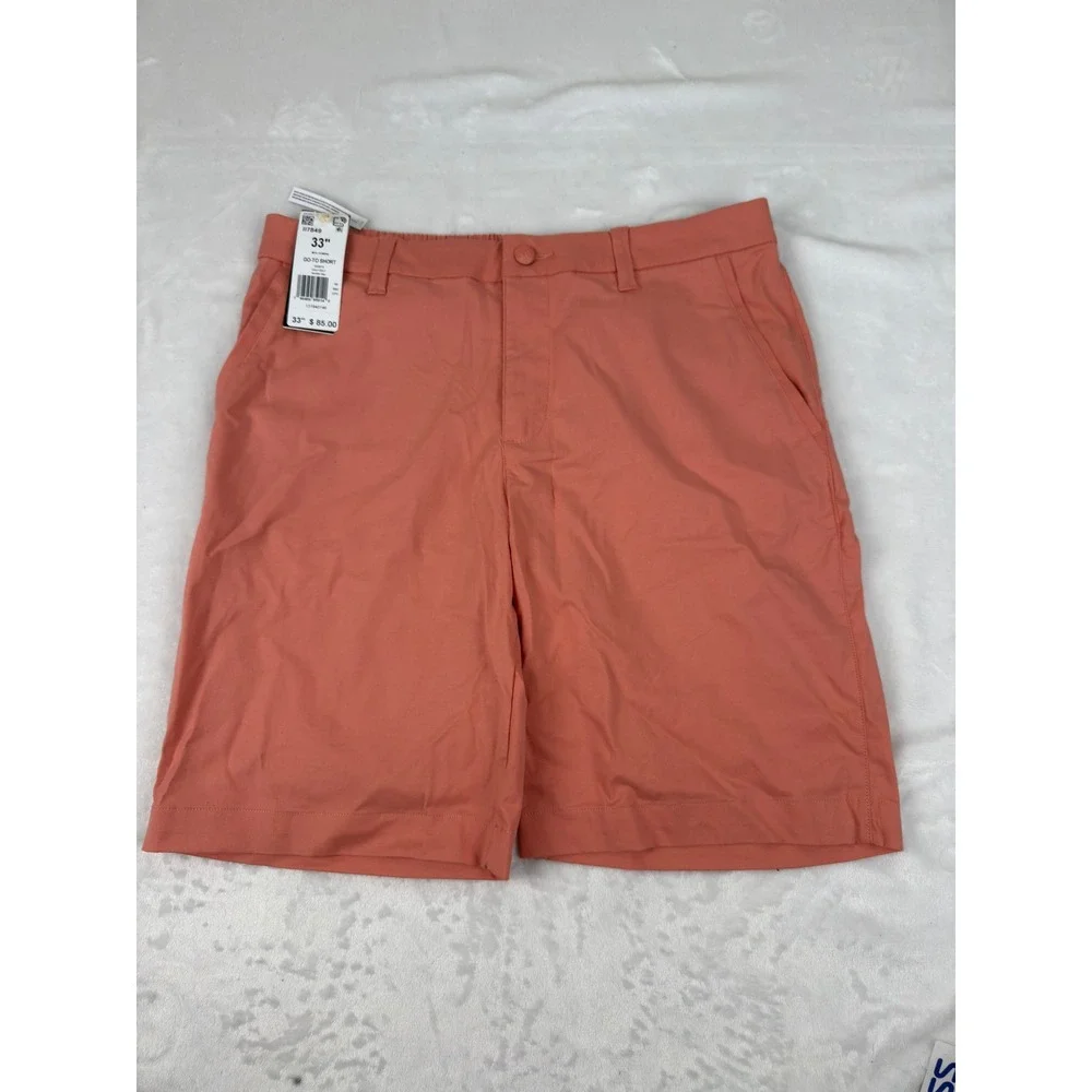 Adidas Mens Go-To 9-Inch Golf Shorts Wonder Clay Pink Orange II7849 Size 33 NEW